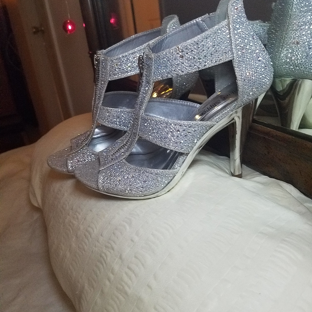 Silver Slipper High Heels